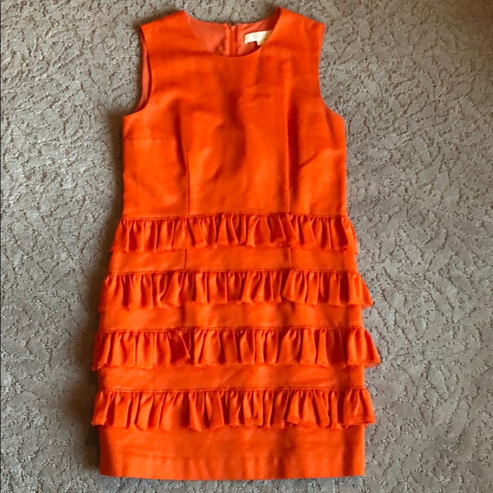 Erin Featherson orange dress